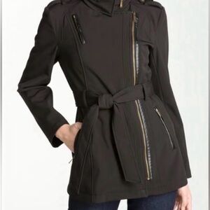 MICHAEL Michael Kors Black Trench Coat with Belt
